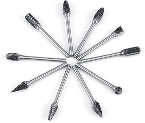 Zerone Tungsten Carbide Rotary Burr Set,Brocas 10Pcs Carbide Steel Rotary Files Burr Set Rotary Drill Die Grinder Rotary Tool,Brocas for Woodworking Drilling Carving in Saudi Arabia