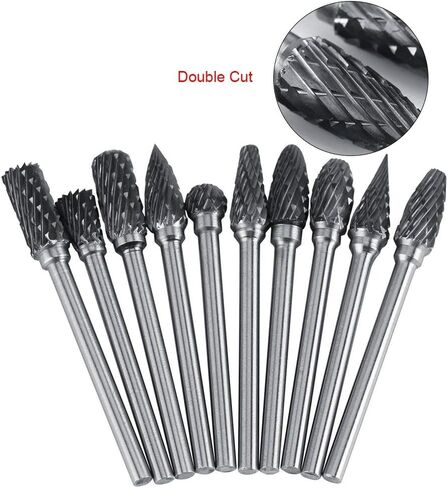 Zerone Tungsten Carbide Rotary Burr Set,Brocas 10Pcs Carbide Steel Rotary Files Burr Set Rotary Drill Die Grinder Rotary Tool,Brocas for Woodworking Drilling Carving in Saudi Arabia
