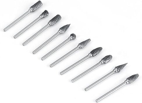 Zerone Tungsten Carbide Rotary Burr Set,Brocas 10Pcs Carbide Steel Rotary Files Burr Set Rotary Drill Die Grinder Rotary Tool,Brocas for Woodworking Drilling Carving in Saudi Arabia