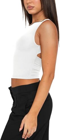 REORIA Women's Sexy Open Back High Neck Sleeveless Tank Top Y2k Trendy Backless Crop Tops in Saudi Arabia