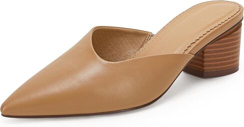 Coutgo Womens Pointed Toe V Cut Mules Chunky Block Heel Slip On Clogs Fashion Office Slides Shoes in Saudi Arabia
