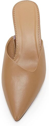 Coutgo Womens Pointed Toe V Cut Mules Chunky Block Heel Slip On Clogs Fashion Office Slides Shoes in Saudi Arabia