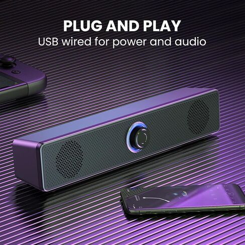 شريط صوت سلكي، شريط صوت سطح المكتب مقاس 12 بوصة، شريط صوت محمول يعمل بمنفذ USB، مكبر صوت للكمبيوتر الشخصي in Kuwait