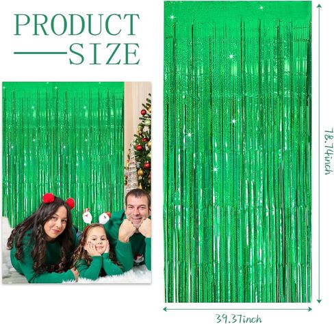 3 Pack Green Streamers Backdrop Jungle Party Decorations Foil Fringe Backdrop Curtains Photo Booth Backdrop for Birthday Dinosaur Animal St Patrick's Day Football Christmas Party Decorations in Saudi Arabia