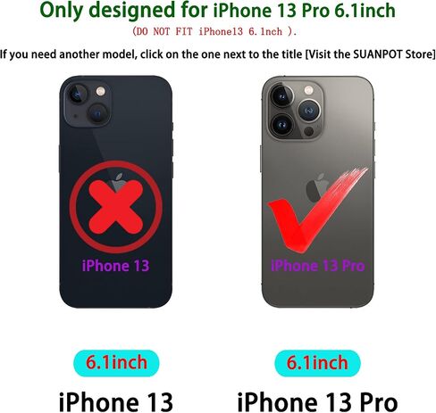 SUANPOT لهاتف iPhone 13 Pro (غير iPhone 13 6.1 5G مع حافظة محفظة RFID وحامل بطاقة الائتمان، حافظة هاتف من جلد البولي يوريثان قابلة للطي وغطاء مقاوم للصدمات للهاتف الخلوي والنساء والرجال لهاتف Apple 13Pro حافظة محفظة بنية in Saudi Arabia