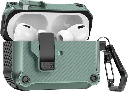 Airpod Pro Case Cover with Lock, Compatible for Airpods Pro 2nd Generation/1st, Green in Saudi Arabia