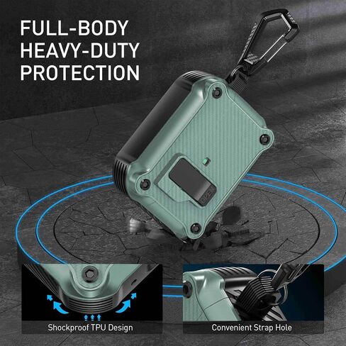 Airpod Pro Case Cover with Lock, Compatible for Airpods Pro 2nd Generation/1st, Green in Saudi Arabia