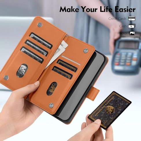 متوافق مع حافظة محفظة iPhone 13 Pro Max مع حامل بطاقة، للنساء والرجال RFID من جلد البولي يوريثان القابل للطي وغطاء حماية من مادة TPU وفتحات بطاقة الائتمان، حافظة هاتف لهاتف Apple 13 Pro Max، أحمر خمري in Kuwait