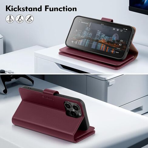 Compatible with iPhone 13 Pro Max Wallet Case with Card Holder,Women Men RFID Blocking PU Leather Folio Flip TPU Protective Cover Credit Card Slots,Phone Case for Apple 13 Pro Max,Wine Red in Saudi Arabia