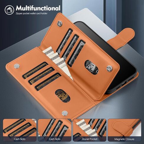 متوافق مع حافظة محفظة iPhone 13 Pro Max مع حامل بطاقة، للنساء والرجال RFID من جلد البولي يوريثان القابل للطي وغطاء حماية من مادة TPU وفتحات بطاقة الائتمان، حافظة هاتف لهاتف Apple 13 Pro Max، أحمر خمري in Kuwait