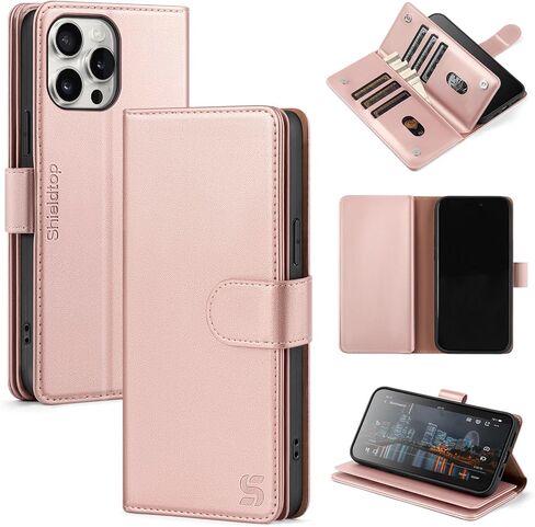 Compatible with iPhone 13 Pro Max Wallet Case with Card Holder,Women Men RFID Blocking PU Leather Folio Flip TPU Protective Cover Credit Card Slots,Phone Case for Apple 13 Pro Max,Wine Red in Saudi Arabia