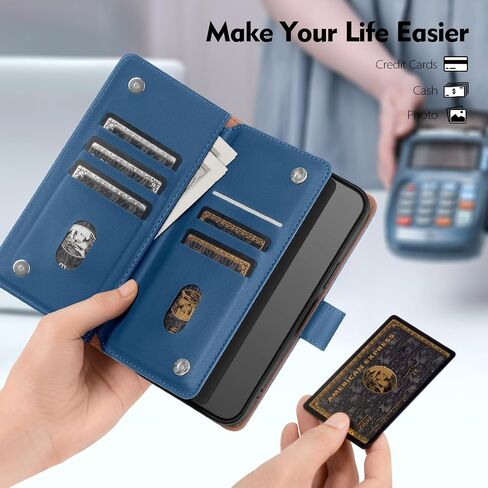 Compatible with iPhone 13 Pro Max Wallet Case with Card Holder,Women Men RFID Blocking PU Leather Folio Flip TPU Protective Cover Credit Card Slots,Phone Case for Apple 13 Pro Max,Wine Red in Kuwait
