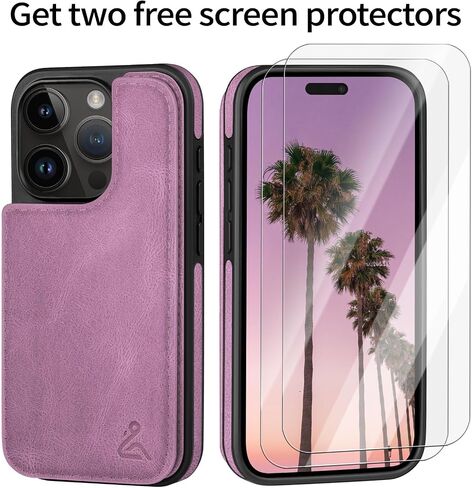 حافظة مصممة لهاتف iPhone 13 Pro، حافظة حامل بطاقات مع [حامي شاشة] [غطاء فوليو بمشبك مغناطيسي] [جلد RFID] حافظات رجالية مقاومة للصدمات مقاس 6.1 بوصة لهاتف Apple 13 Pro بني فاتح in Kuwait