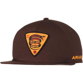 ARIAT Mens Snap Back Coiled Snake Patch Medium Brown Cap
