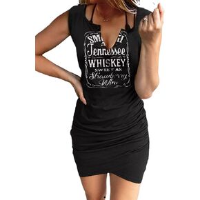 Smooth As Tennessee Whiskey Sweet As Strawberry Wine Bodycon Dress Summer Sexy V Neck Mini Dress Country Music Dress
