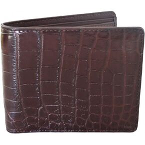 Men's Bifold Belly Leather Wallet Dark Brown