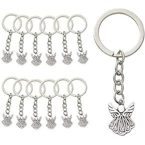 Okuna Outpost Guardian Angel Charm Keychains (3 In, Silver, 60 Pack)