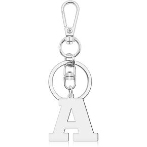 DlaeKua Initial Monogram A-Z Keychain 26 Letter Stainless Steel Alphabet Keyring for Women Men Purse Handbag Christmas Gifts