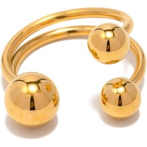Round Ball Wrap Statement Ring for Women Men Girls Stainless Steel Gold Plated Layered 3 Fashion Balls Open Finger Rings Comfort Fit Geometric Unique Style Christmas Birthday Party Jewelry Gift Bff