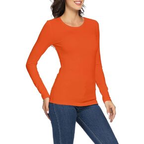 VIIOO Women's Basic Long Sleeve Crew Neck T-Shirt Solid Slim Cotton Top