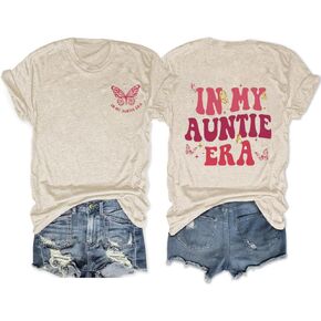 Somebody's Feral Aunt T-Shirt Women Groovy Cool Summer Retro Funny Auntie Graphic Halloween Casual Short Sleeve Tees Tops