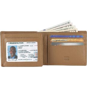 RFID Leather Bifold Passcase Wallets For Men- Mens Wallet With 1 ID Window 9 Card Slots comes in a Gift Box