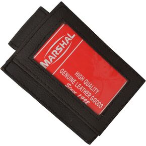 Genuine Leather Money Clip front pocket wallet with magnet clip and card ID Case (Black)