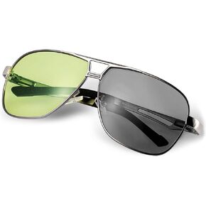 Photochromic Aviator Polarized Sunglasses UV400 Day and Night Driving Glasses For Men Women Spring Hinge Eyewear