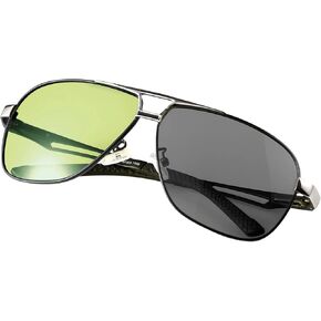 Photochromic Aviator Polarized Sunglasses UV400 Day and Night Driving Glasses For Men Women Spring Hinge Eyewear in Kuwait