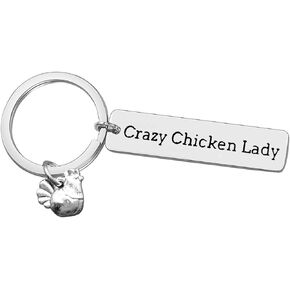 Mom Mother's Day Gift Crazy Chicken Lady Keychain Gift Chicken Stuff for Chicken Lovers Gift Funny Chicken Gift Chicken Hen Farmer Lovers Gift Poultry Farm Chicken Chicken Farm Girl/Wife Gift