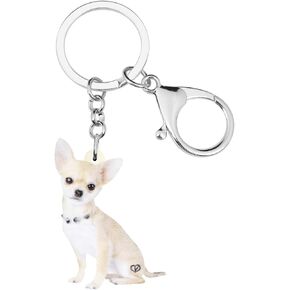 WEVENI Acrylic Cute Chihuahua Dog Keychain Accessories For Women Girls Handbag Purse Car