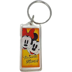 Small Disney Souvenir Keychain Gifts, Mickey and Minnie Mouse Faces with Signatures and Orange Background, Key Ring Accessories for Purses, and Car Keys, 4.25 Inches in Kuwait