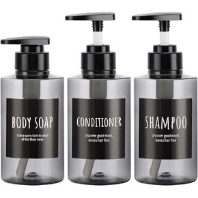 Empty Shampoo Bottles, Segbeauty 10.1oz Plastic Pump Dispenser Bottle, 3pcs 300ml Refillable Shampoo Pump Bottles for Shower, Grey Pump Bottles for Body Soap Shampoo Hair Conditioner Hotel Bathroom