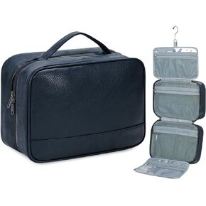 WANDF Travel Toiletry Bag for Men & Women, Dopp Kit Shaving Bag with 4 Compartments Travel Organizer Bathroom Bag(Black)