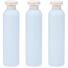 3Pcs 8.8oz Flip Top Squeeze Bottles,Reusable and Refillable Leak Proof Travel Bottles,For Lotions,Facial Creams,Shampoos,Hair Conditioner (Blue)