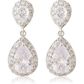1/2/4/6 Pairs Silver Dangle Wedding Earrings for Bridesmaids,Rhinestone Costume Jewelry for Women Girls
