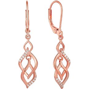 Dangle Drop Earrings 925 Sterling Silver Infinity Earrings Twisted 18K White Gold Jewelry for Women