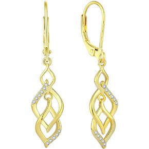 Dangle Drop Earrings 925 Sterling Silver Infinity Earrings Twisted 18K White Gold Jewelry for Women