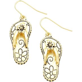 Liavy's Daisy Filigree Flip-Flop Sandals Fashionable Metal Earrings - Fish Hook - Unique Gift and Souvenir