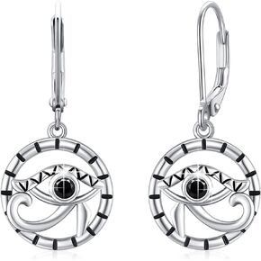 Eye of Horus Leverback Earrings Sterling Silver Ancient Egyptian Protection Symbol Earrings Horus Eye Jewelry Gifts in Saudi Arabia