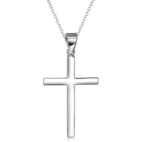 POPLYKE Cross Necklace Sterling Silver Gold/Rose Gold/Black Plated Pendant for Men Women