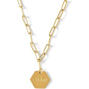 Sorority Shop Pi Beta Phi Paperclip Necklace — PBP 18K Gold Plated Sorority Gifts Necklace, Long-Lasting Pi Beta Phi Gifts for Women