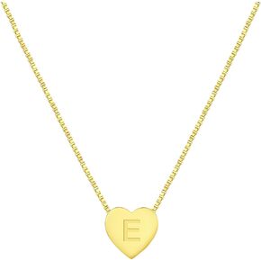 YL Initial Necklace 925 Sterling Silver Heart Letter Pendant 18K Gold A-Z Alphabet Necklace for Women