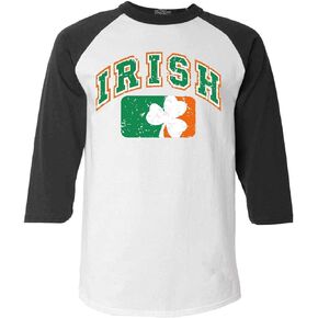 shop4ever Vintage Irish Flag Shamrock Baseball Shirt St. Patricks Day Raglan Shirt