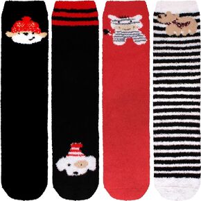 BambooMN Women's Super Soft Warm Microfiber Fuzzy Cozy Animal Socks or Christmas Winter Animal Socks, Value Pack