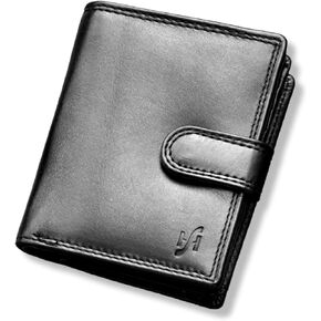 STARHIDE Mens RFID Blocking Leather Billfold Wallet With External Zip Around Coin Pouch Purse 1080 (Black)