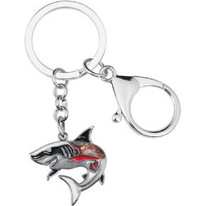 BAMAY Enamel Alloy Shark Keychains Ocean Fish Bag Keyrings Sea Life Jewelry for Women Girls Charms