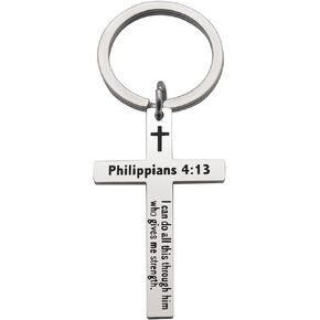 Djhteng Strength Holy Bible Keychain Cross Bible Verse Prayer Charm Key Ring Christian Gifts Religious Jewelry for Women Men