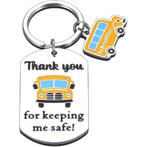 Bus Driver Christmas Gifts School Bus Keychain Thank You for Keeping Me Safe Keyring Stocking Stuffers for School Driver Appreciation Gift for School Bus Driver Birthday Thanksgiving Gift for Driver