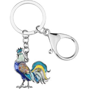 Enamel Alloy Rooster Keychains Chicken Wallet Bag Key Ring Farm Animals Jewelry Charms Gifts for Women Girls